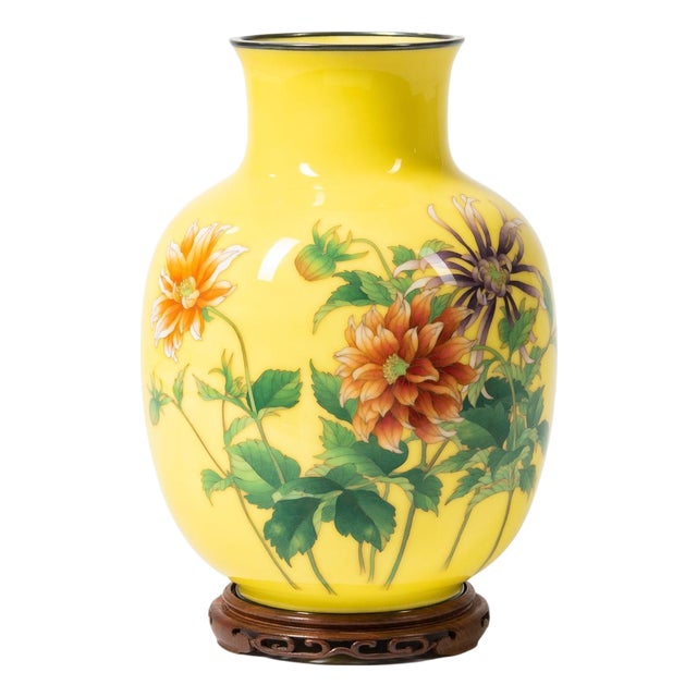 Japanese Cloisonné Vase Ando Jubei with Storage Box For Sale