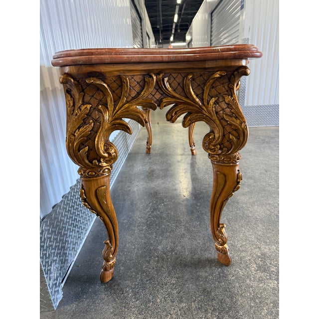 Wood Large William Switzer Louis 16th Rouge Marble Top Console Table For Sale - Image 7 of 18