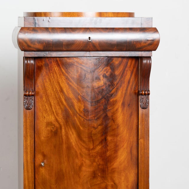 Wood Pair 19th Century Danish Biedermeier Mahogany Column Cabinets With Bowfront Doors For Sale - Image 7 of 12