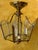 A very well kept 6 sided brass and glass fixture. Delicate cattail etching on each glass piece. 11” tall and 7” across the...