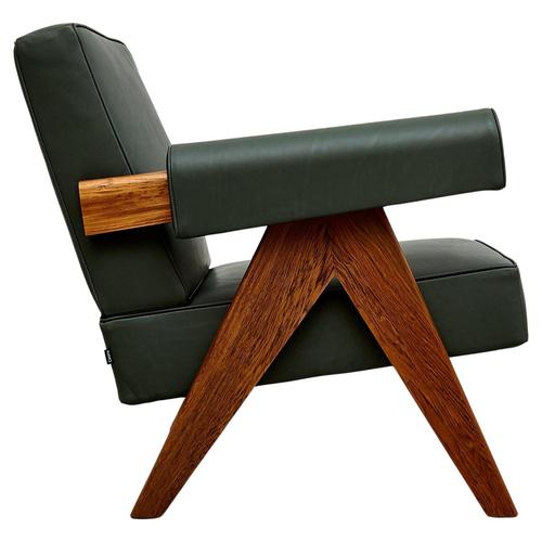 Capitol Complex Teak and Green Leather 053 Armchair by Pierre Jeanneret for Cassina For Sale - Image 15 of 15