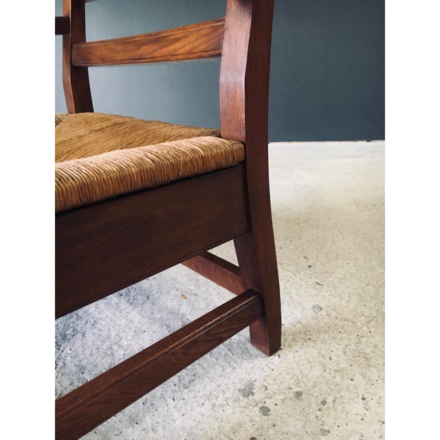 Rustic Oak & Rush Armchair, France, 1930s For Sale - Image 18 of 18