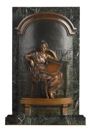 Bronze Bas-Relief on Marble Base by L-E Barrias
