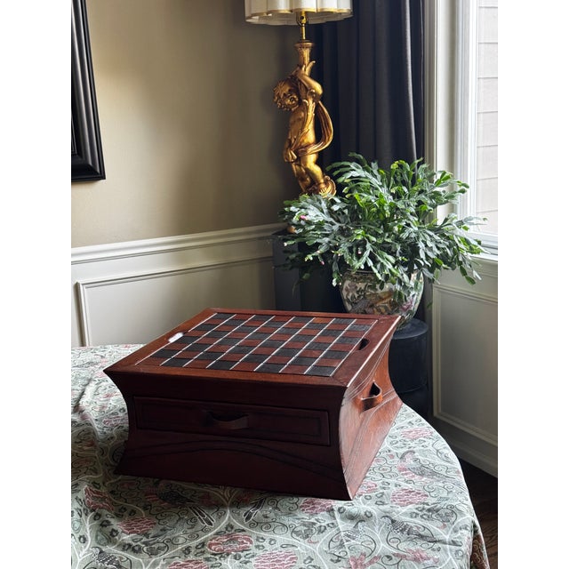 Estate Hand Made in Peru Leather Chess & Backgammon Game Box For Sale - Image 11 of 13