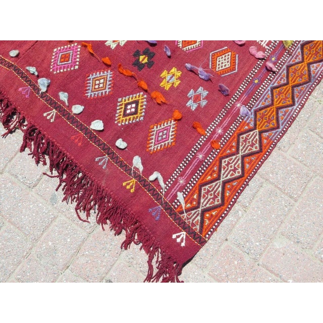 1960s Vintage Red Kilim Rug - 61"x112" For Sale - Image 9 of 12
