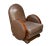 1970s Art Deco Style Brown Leather and Walnut Arm Chair For Sale - Image 4 of 5
