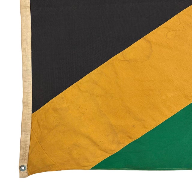 Mid 20th Century Large Vintage Sewn Cotton Flag of Jamaica For Sale - Image 5 of 6