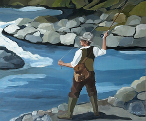 "The Dapper Fisherman" Modern Original Oil Painting, by Jennifer Hohlfelder