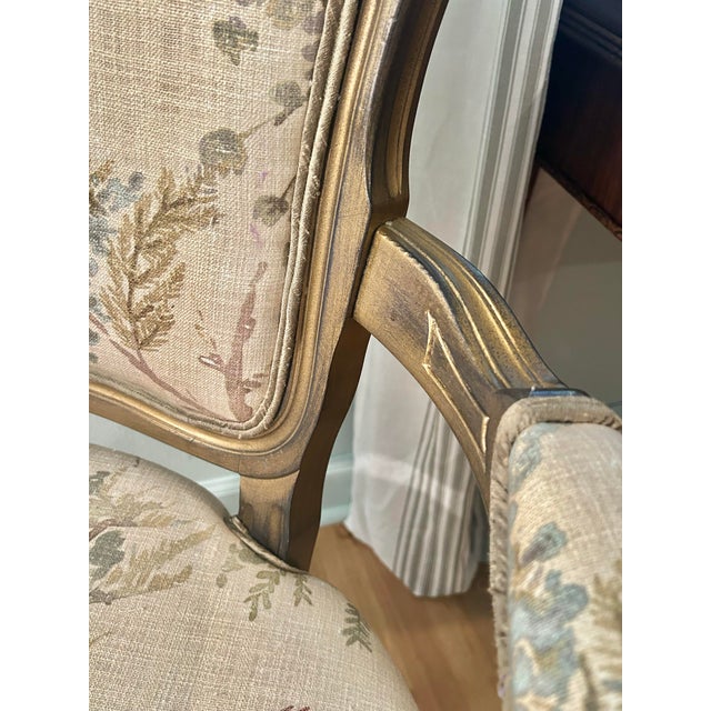 Late 20th Century Italian Louis XV Style Armchair With Carved Wood Polychrome Finish and Custom Upholstery For Sale - Image 13 of 15