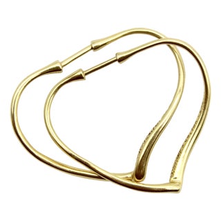 18k Gold Elsa Peretti for Tiffany & Co. Open Heart Hoop Earrings For Sale
