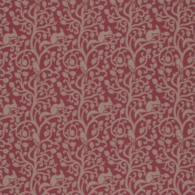 Sanderson Squirrel & Dove Wool Fabric in Cherry For Sale