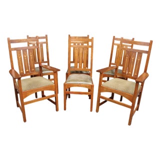 Set of 6 Stickley Harvey Ellis Mission Oak Dining Chairs For Sale