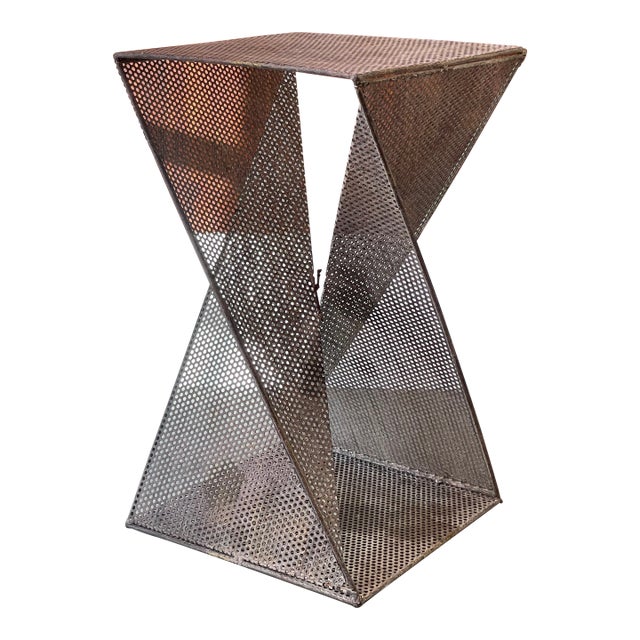 Tall Perforated Geometric Side Table in the Style of Mathieu Matégot, C. 1980s For Sale