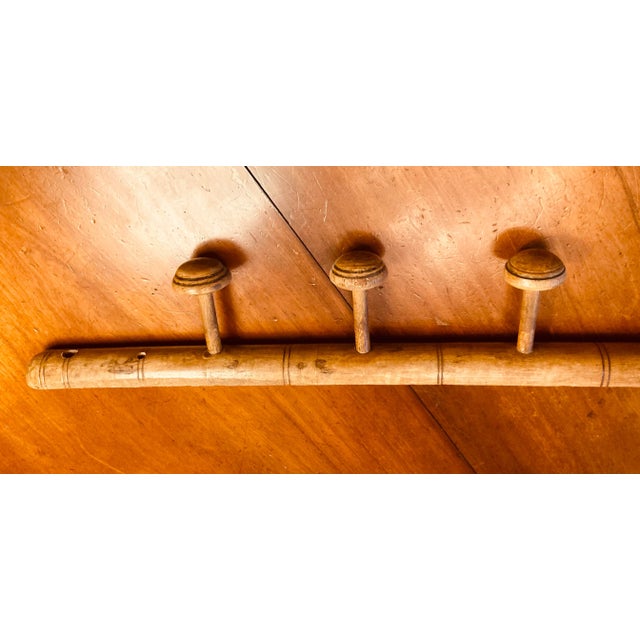 Large Antique Late 19th Century French Elm Wood Faux Bamboo Hanging Hat Rack For Sale In Dallas - Image 6 of 13