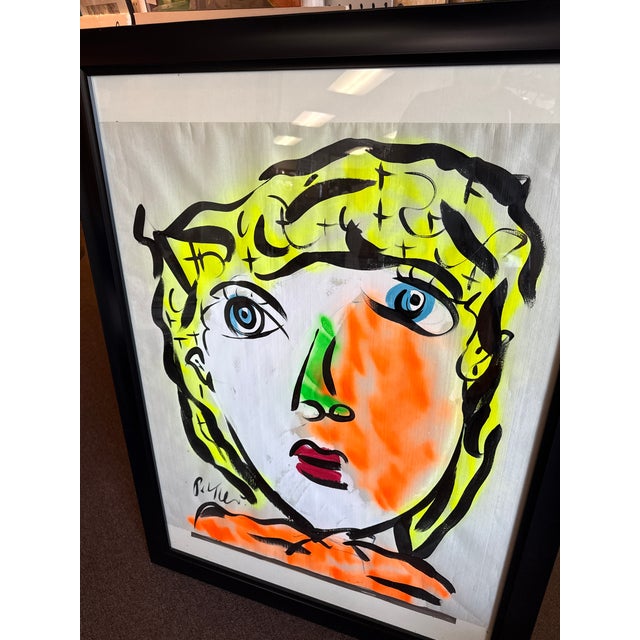 1970s 1970s Peter Keil Original Abstract Female Portrait Painting For Sale - Image 5 of 6