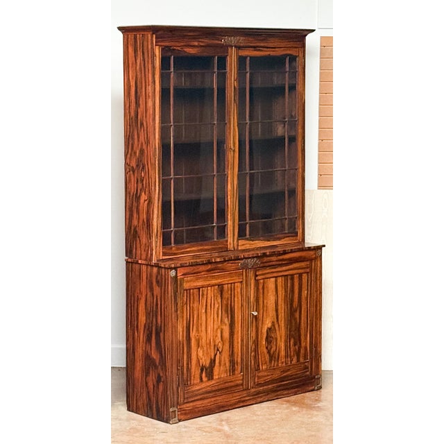 English English Two-Tiered Glass Front Bookcases of Figured Wood - Two Available For Sale - Image 3 of 17