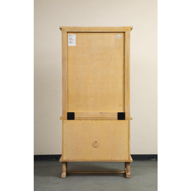 Crate & Barrel Art Deco Style Natural Oak Cabinet With Coffered Panels and Glass Doors For Sale - Image 4 of 17