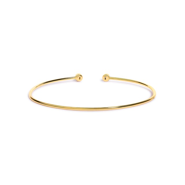 Haus of Brilliance 10K Yellow Gold plated Sterling Silver Lab Grown Diamond Accent Bezel Cuff Bangle Bracelet For Sale - Image 4 of 4
