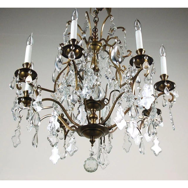 1950s Traditional 8 Arm Crystal Pendalogue & Tear Drop Prism Chandelier