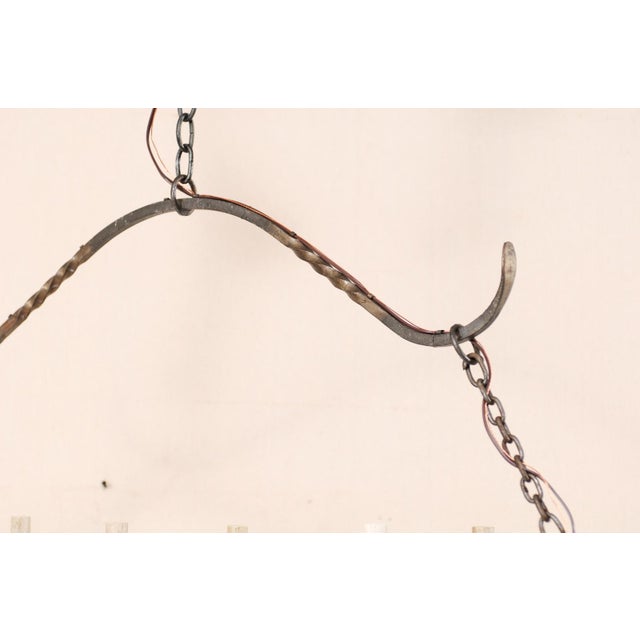 Mid 20th Century French Hammered-Metal Oblong Chandelier For Sale In Atlanta - Image 6 of 9