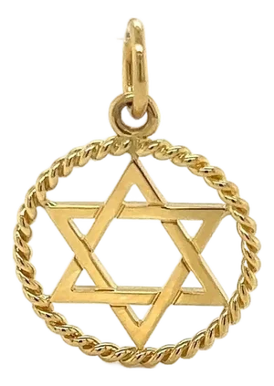 Mid 20th Century Tiffany & Co 18k Yellow Gold Star of David Round Charm Pendant