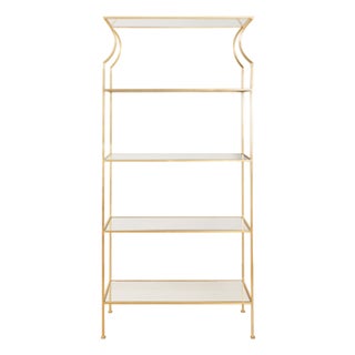 Matthew Izzo Home Dorothy Gold Leaf Flared Etagere With Glass Shelves For Sale