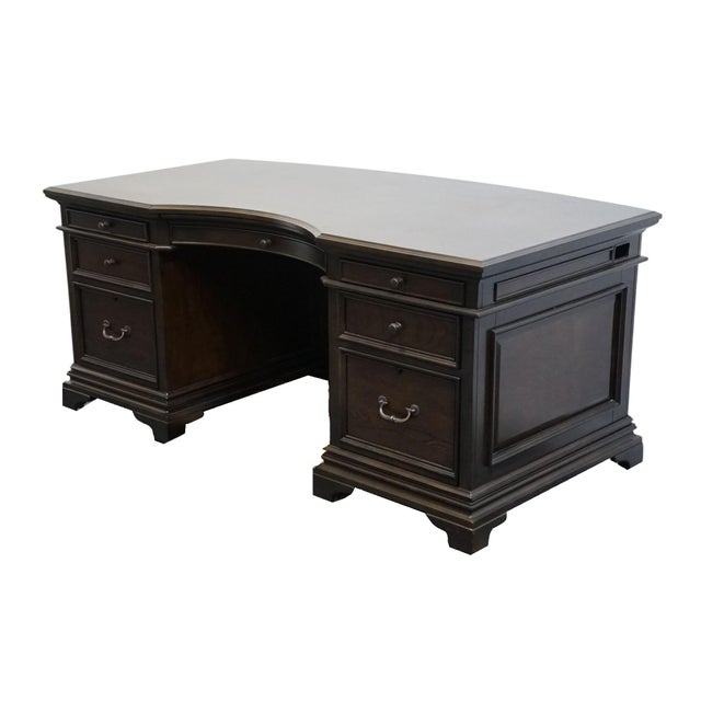 Aspenhome Walnut Contemporary Traditional Style 72" Curved Executive Office Desk - Molasses Brown Finish 124-300 For Sale - Image 4 of 14