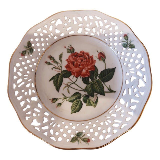 Antique Plate Classic Roses No 1 by Pierre Joseph Redouté for Schumann, 1960s For Sale