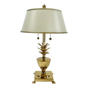 Vintage Bombay Brass Pineapple Table Lamp W Tole Shade