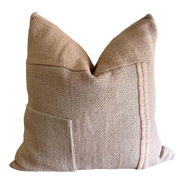 Custom Hand Made Patchwork Wool Pillow Includes Down Feather Insert For Sale