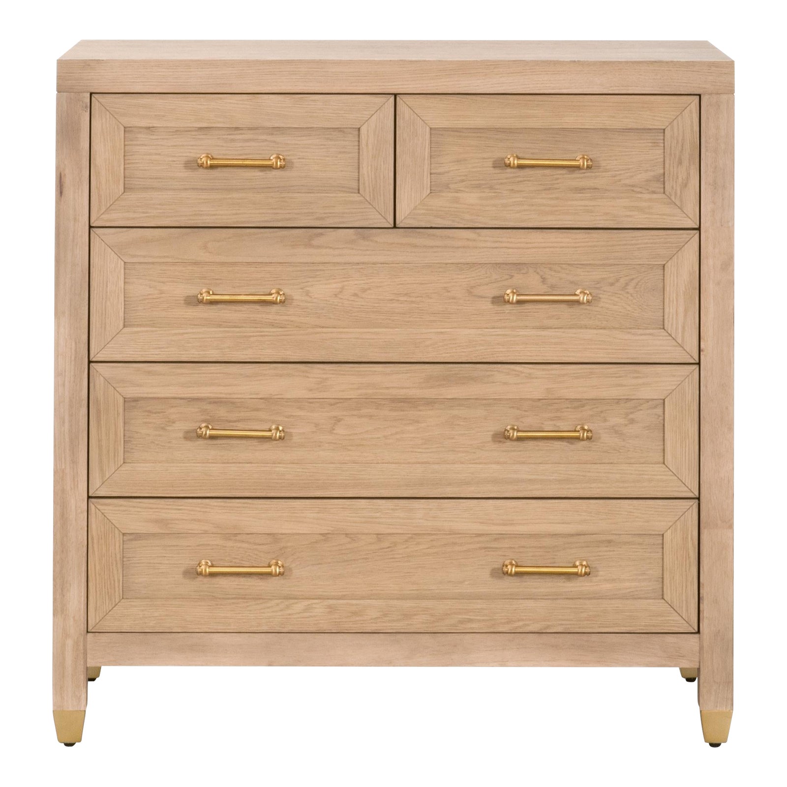 Stella 5-Drawer High Chest, Light Honey Oak | Chairish
