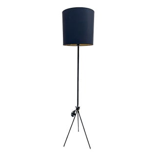 Stitched Leather Floor Lamp from Jacques Adnet, 1950s For Sale