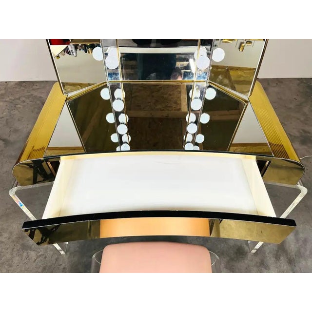 Lucite Vanity, Mirror & Scroll Ottoman Bench by Hill Manufacturing 1970s For Sale - Image 12 of 14