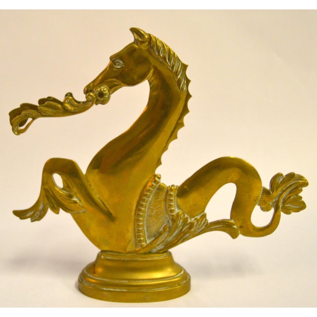 Brass 1950 Venetian Brass Gondola Mythical Seahorse Animal Sculpture Figurine Oar Lock For Sale - Image 8 of 15