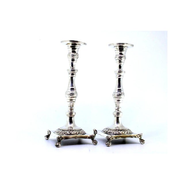 Silver Candlesticks with Turned Stems, Set of 2 For Sale - Image 9 of 9