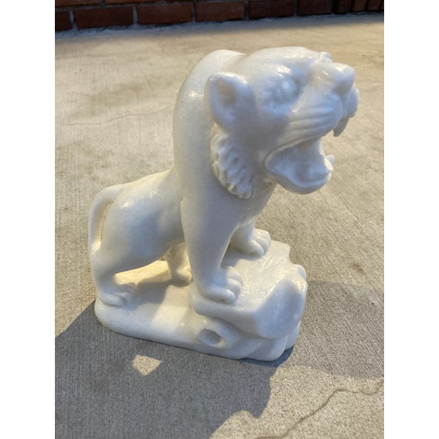 Off-white Hand Carved Soapstone Tiger Sculpture Vietnam For Sale - Image 8 of 13