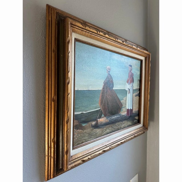 Vintage Mid-Century Coastal Oil Paintings by Gibson – Signed Pair With Provenance For Sale - Image 12 of 14