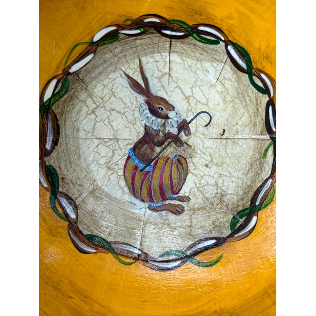 Hand-painted decoupage bunny rabbit bowl. Charming hand-painted decorative bowl featuring a whimsical rabbit motif at the...