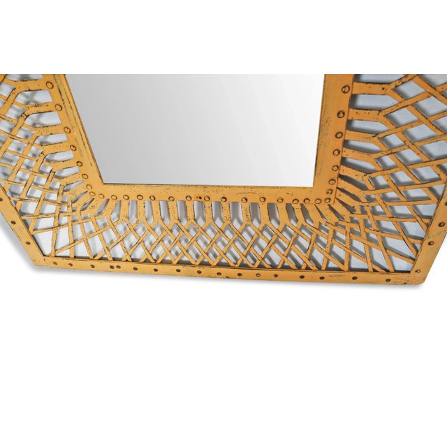 Vintage Peach Boho Industrial Iron Work Mirror For Sale - Image 4 of 5