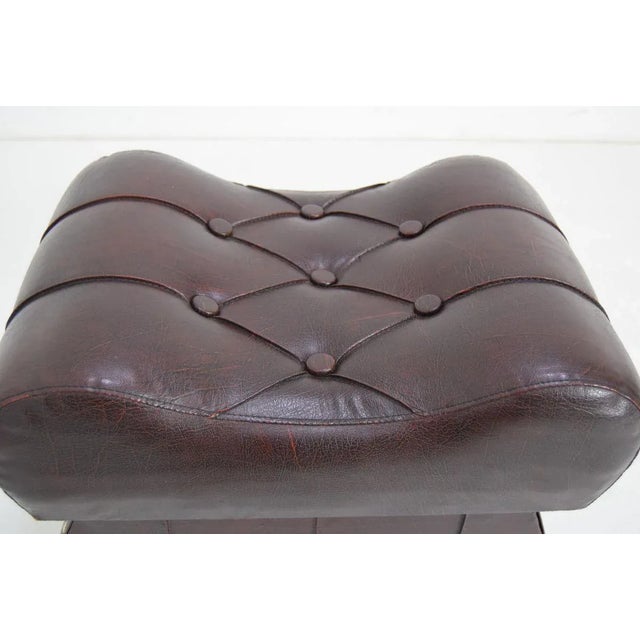 Mid-Century Leatherette Stool with Wheels, 1970s For Sale - Image 10 of 11