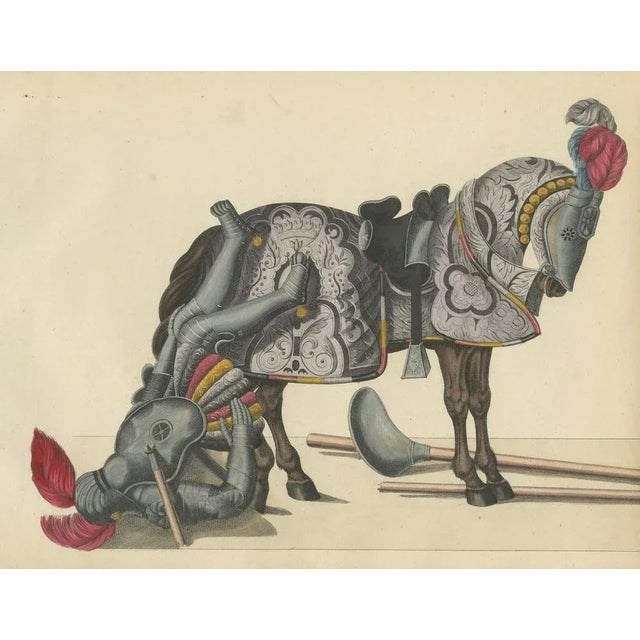 Paper Fallen Knights and Horses Post-Joust, 1842, Lithograph For Sale - Image 7 of 8