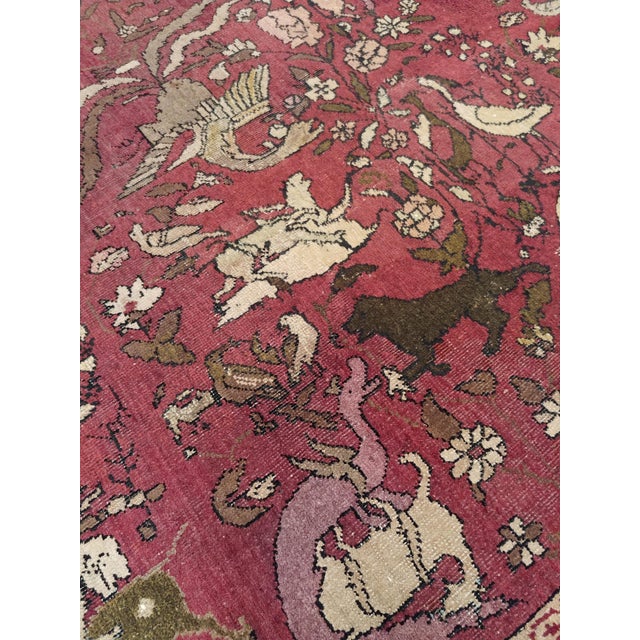 Antique Indian Agra Carpet, Hunting Rugs, Oriental Rugs, Red, Gold, Ivory, Brown For Sale - Image 13 of 18