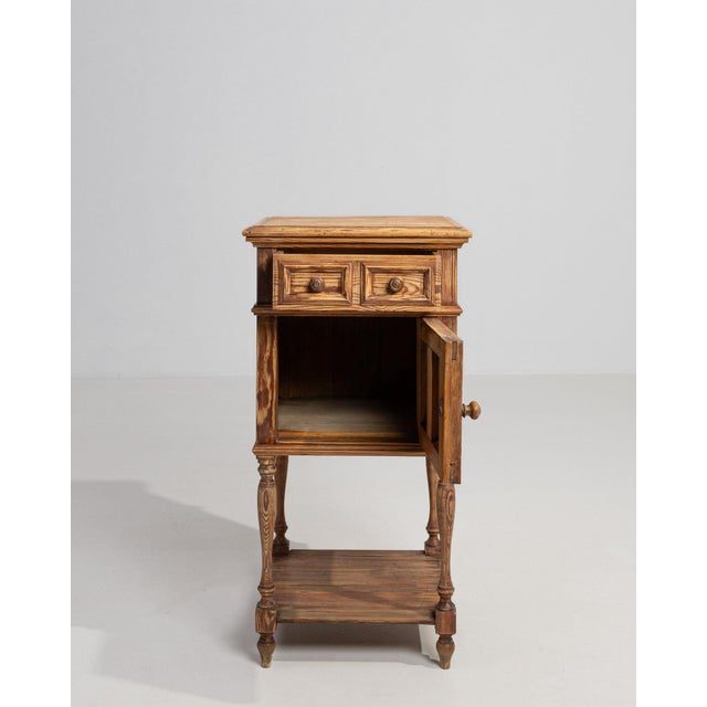 1900 - 1909 1900-1909 France Golden Oak Carved Oak Bedside Cabinet For Sale - Image 5 of 10