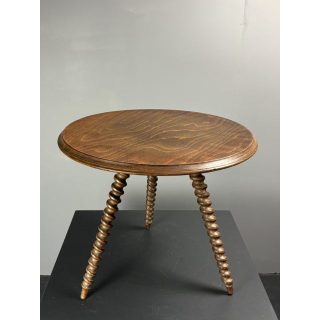 Mid-Century Modern French Wood Turned Barley Twist Side Table with Cork Screw Legs, 1950s For Sale - Image 14 of 18