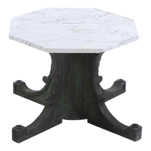 Mid 20th Century Bronze Garden Table With Marble Top