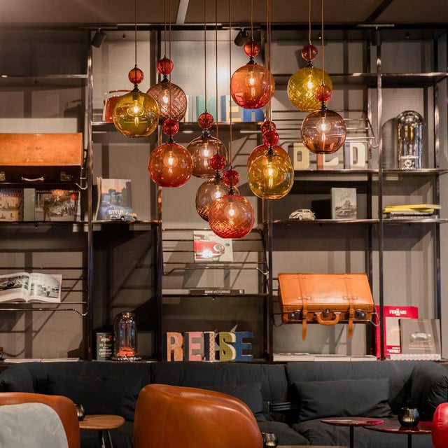 Pop Light Pendant Large Amber-Copper Glass Colour | Chairish