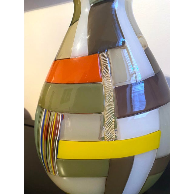 Art glass patchwork vase by Robin Mix. Excellent condition. Robin was one of the first American glassblowers to make and...