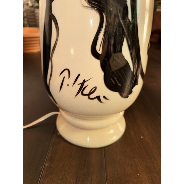 Peter Keil Peter Keil Abstract Table Lamp Painting With Shade For Sale - Image 4 of 8