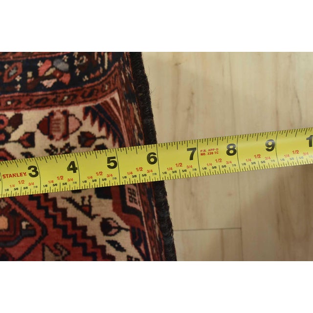 Hamedan Runner 3’7” X 9’7” Red Wool Vintage Tribal Hand-Knotted Oriental Rug For Sale - Image 12 of 14