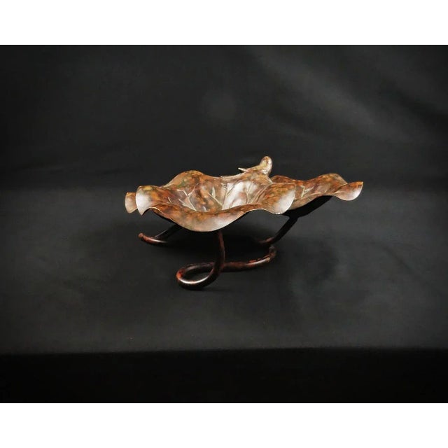 Leaf-Shaped 3-Tiered Lotus Bird Bath in Metal, 2000s For Sale - Image 6 of 14